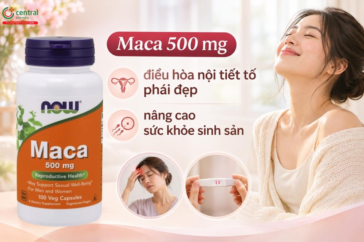 Maca 500 mg điều hòa nội tiết tố phái đẹp, nâng cao sức khỏe sinh sản