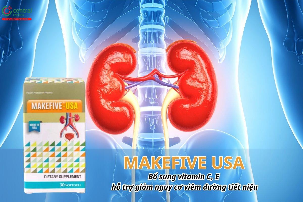 Makefive USA giúp bổ sung vitamin C, E hỗ trợ giảm nguy cơ viêm đường tiết niệu