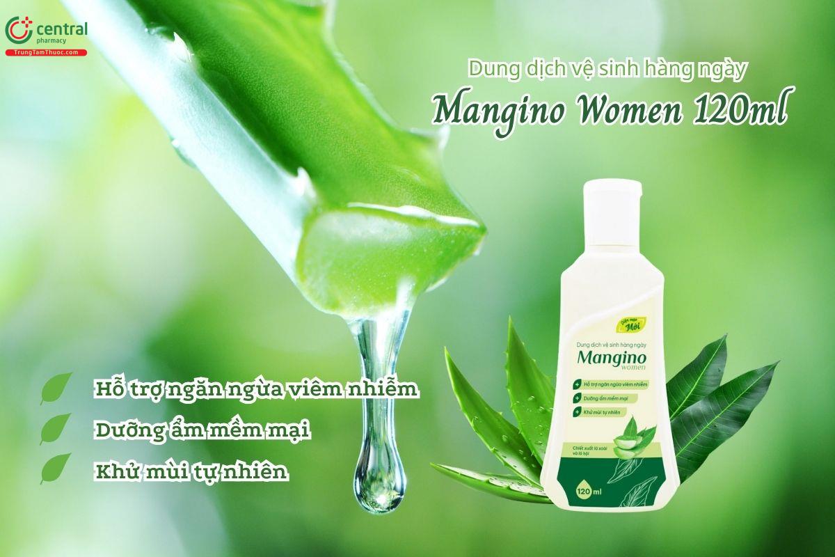 Dung Dịch Vệ Sinh Mangino Women 120ml giúp làm sạch dịu nhẹ, khử mùi, dưỡng ẩm