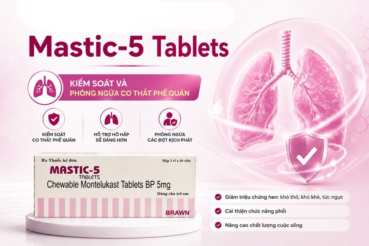 Thuốc Mastic-5 tablets kiểm soát và phòng ngừa co thắt phế quản