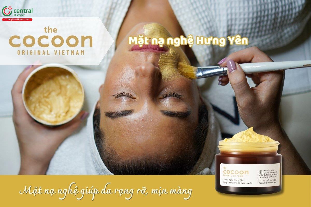 Mặt nạ nghệ Hưng Yên Cocoon 30ml chứa hàm lượng cao Curcuminoid, kết hợp với Vitamin B3 và chiết xuất yến mạch, giúp cải thiện làn da xỉn màu và mờ thâm hiệu quả. 