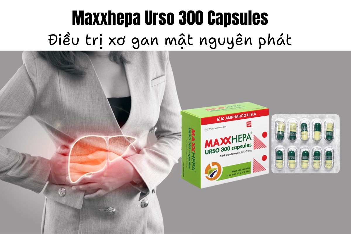 Thuốc Maxxhepa Urso 300 Capsules - Điều trị xơ gan mật nguyên phát