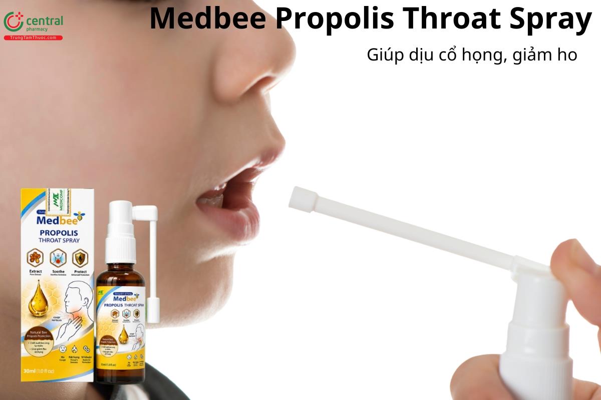 Dung dịch xịt họng Medbee Propolis Throat Spray dịu cổ họng, giảm ho