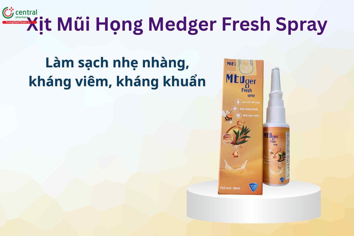 Xịt mũi họng Medger Fresh Spray hỗ trợ làm sạch nhẹ nhàng, kháng viêm, kháng khuẩn