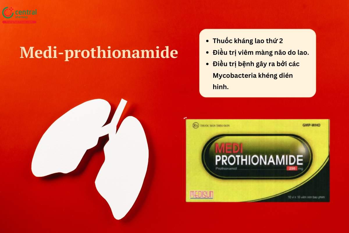 Thuốc Medi-prothionamide 250mg điều trị lao phổi, viêm màng não do lao