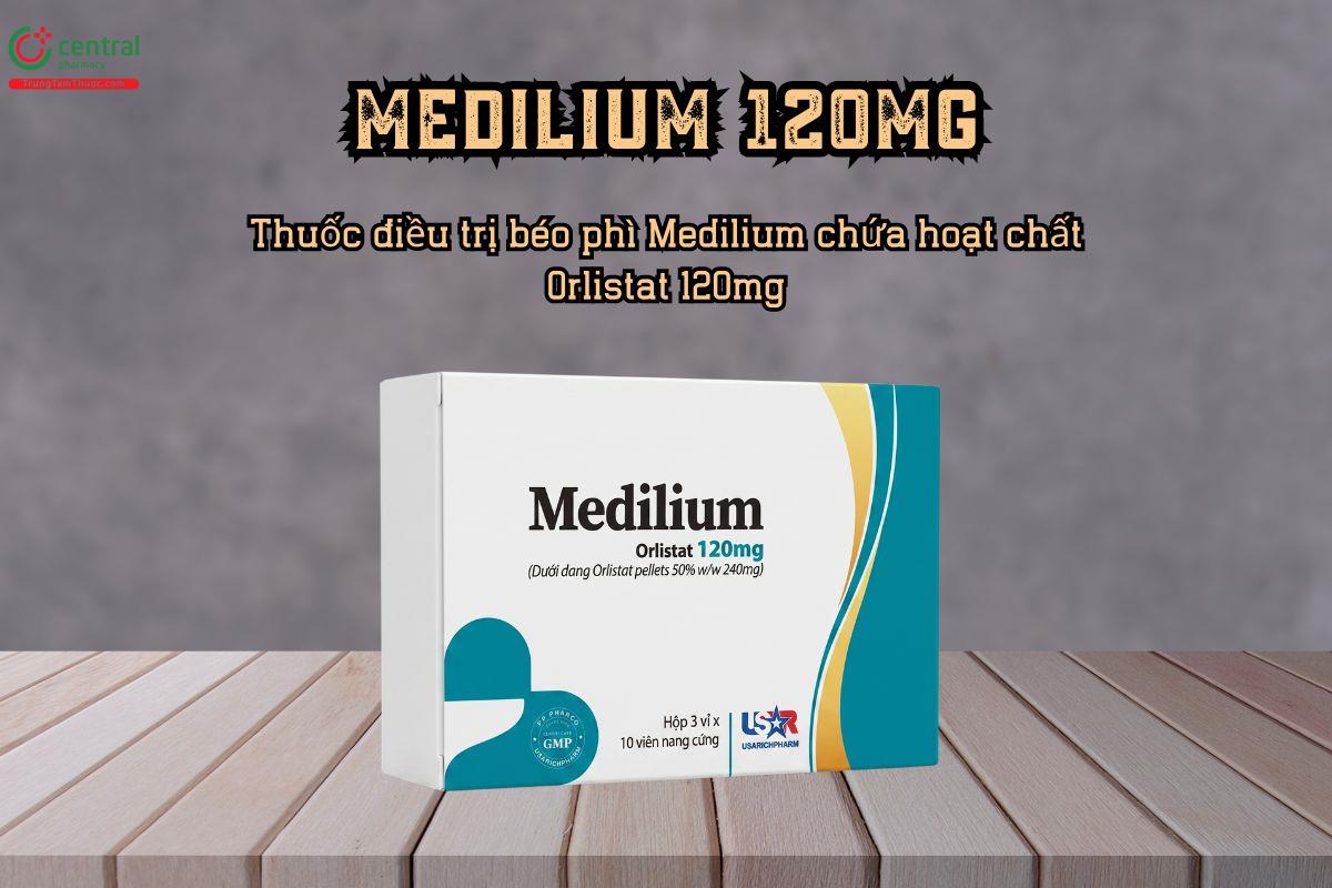 Thuốc điều trị béo phì Medilium 120mg chứa hoạt chất Orlistat 120mg