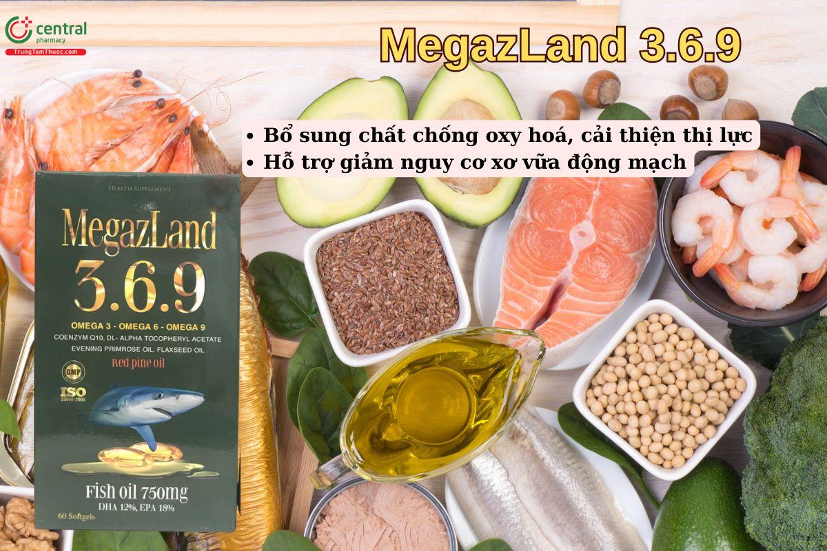 Viên uống MegazLand 3.6.9 giúp giảm khô mắt, mỏi mắt,..