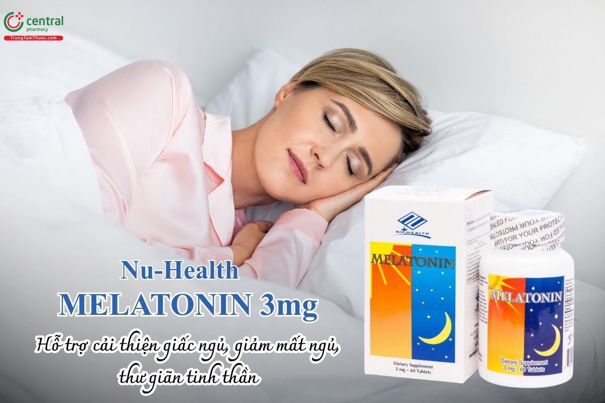 Melatonin 3mg Nu-Health hỗ trợ cải thiện giấc ngủ, giảm mất ngủ, thư giãn tinh thần