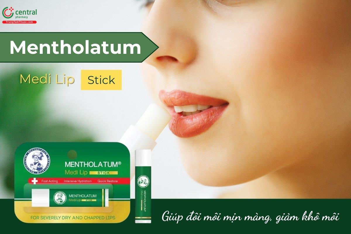 Son dưỡng môi Mentholatum Medi Lip Stick với công thức đặc biệt chứa tổ hợp dưỡng chất giúp nhanh chóng cải thiện tình trạng môi khô nứt, mang lại sự mềm mại và mịn màng.