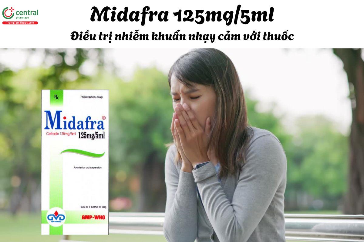 Thuốc Midafra 125mg/5ml - Điều trị nhiễm khuẩn hô hấp, da, mô mềm