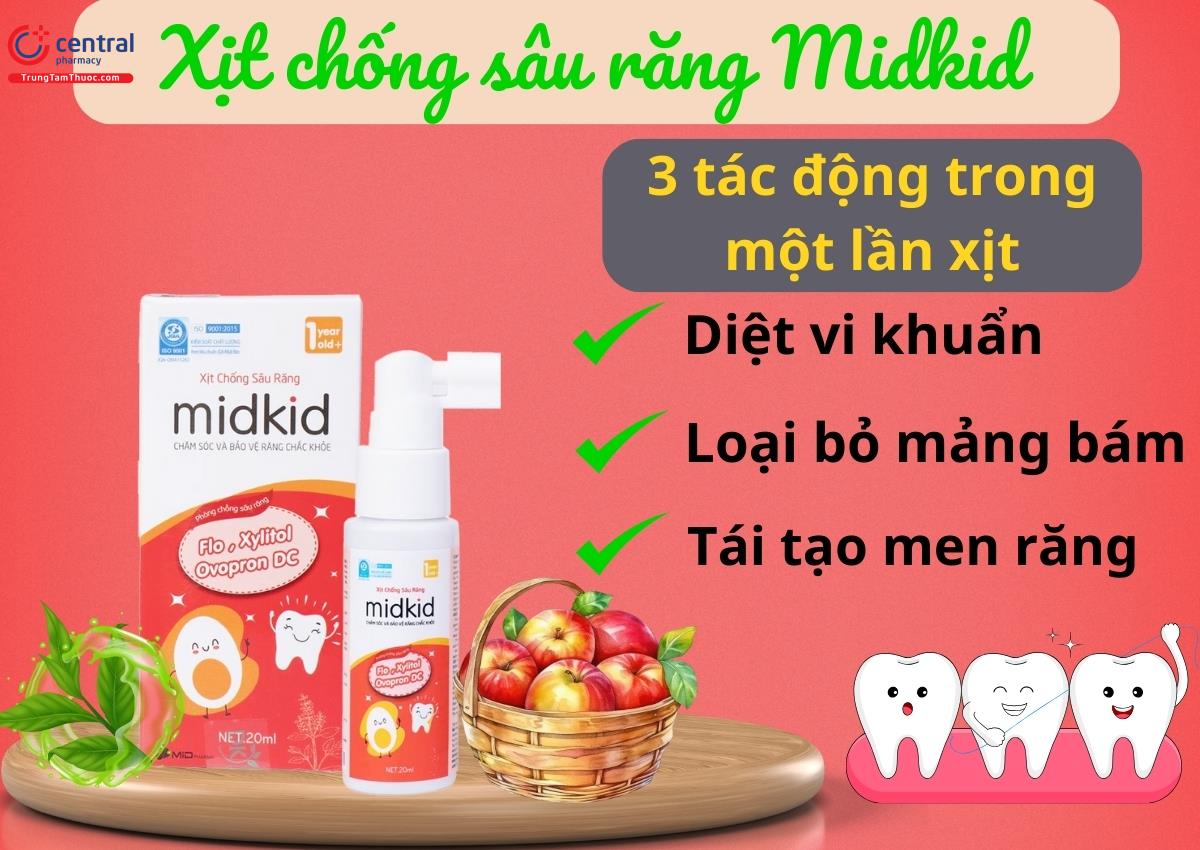 Xịt chống sâu răng Midkid (vị táo) - Hỗ trợ làm sạch khoang miệng và bảo vệ men răng