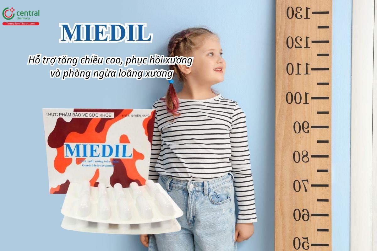 Miedil hỗ trợ tăng chiều cao, phục hồi xương và phòng ngừa loãng xương