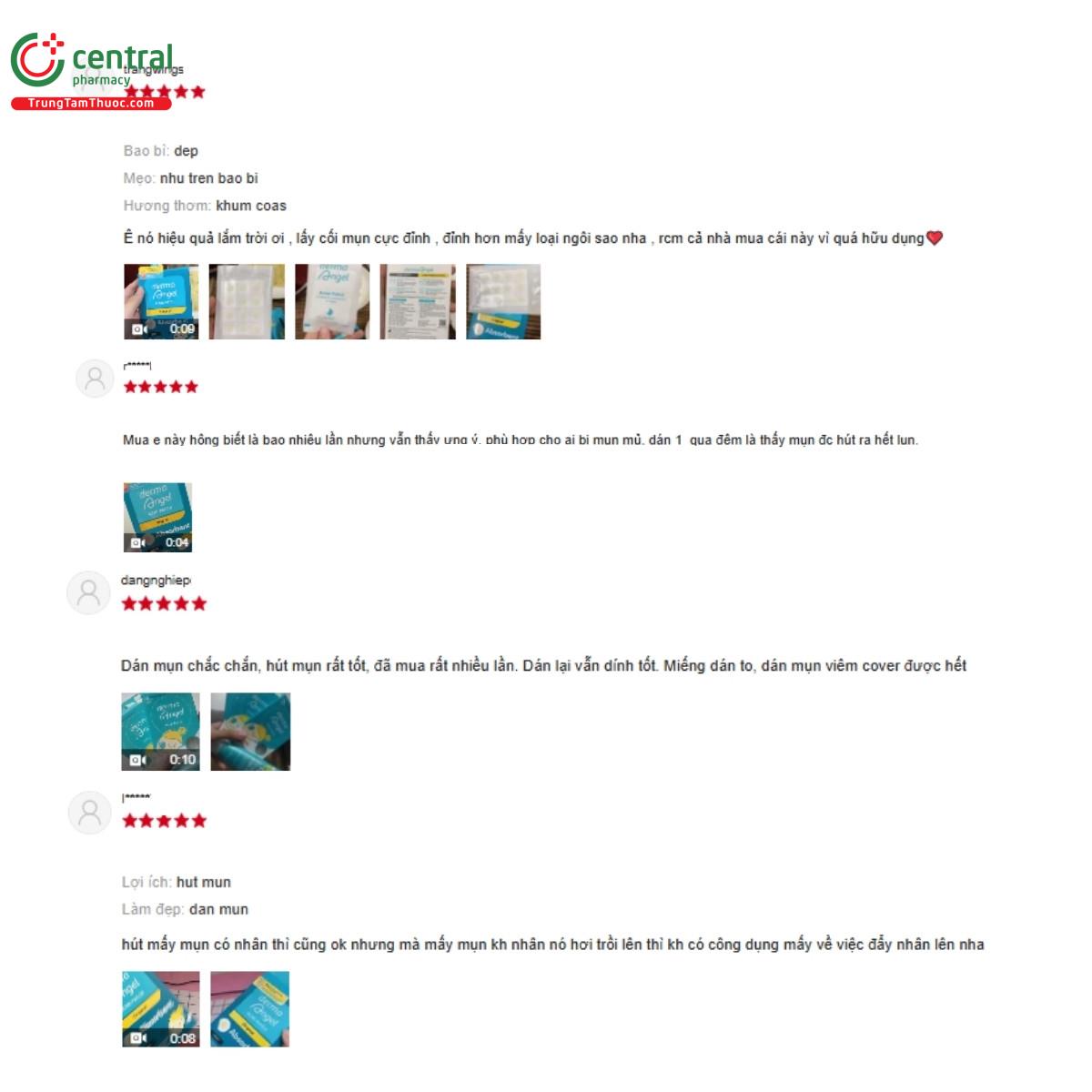 Một số đánh giá của khách hàng về sản phẩm Miếng dán mụn ban đêm DermaAngel