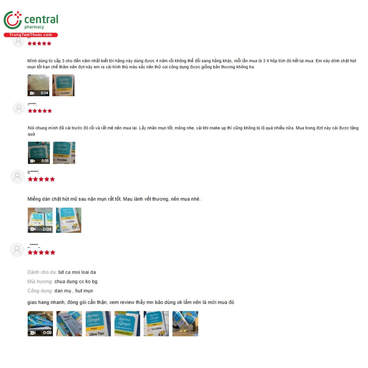 Một số đánh giá của khách hàng về sản phẩm Miếng dán mụn ban ngày DermaAngel