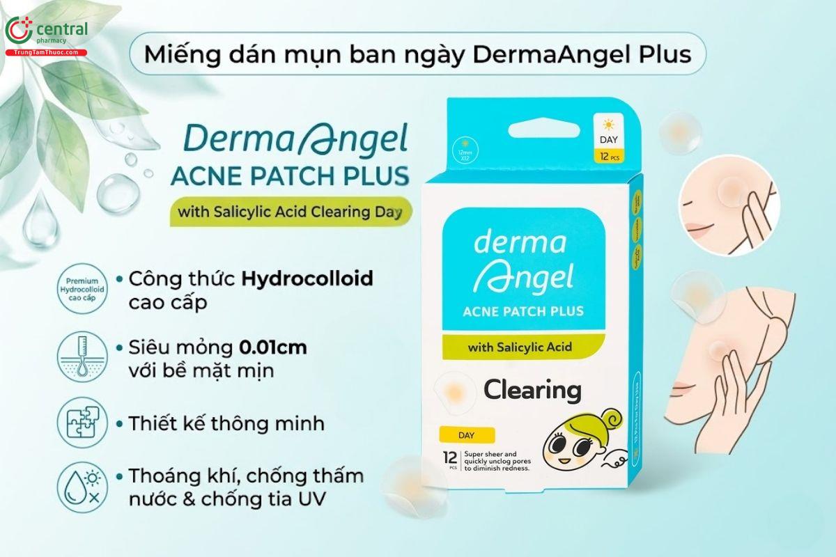 Miếng dán mụn ban ngày DermaAngel Plus hút dịch mủ và hỗ trợ làm lành da