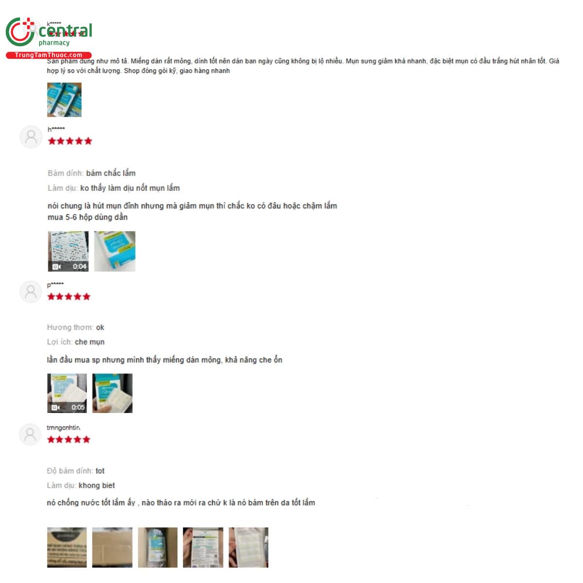 Một số đánh giá của khách hàng về sản phẩm Miếng dán mụn ban ngày DermaAngel Plus