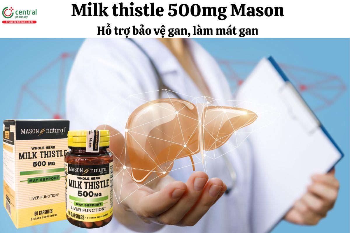 Milk thistle 500mg Mason - Giúp giải độc, tăng cường chức năng gan