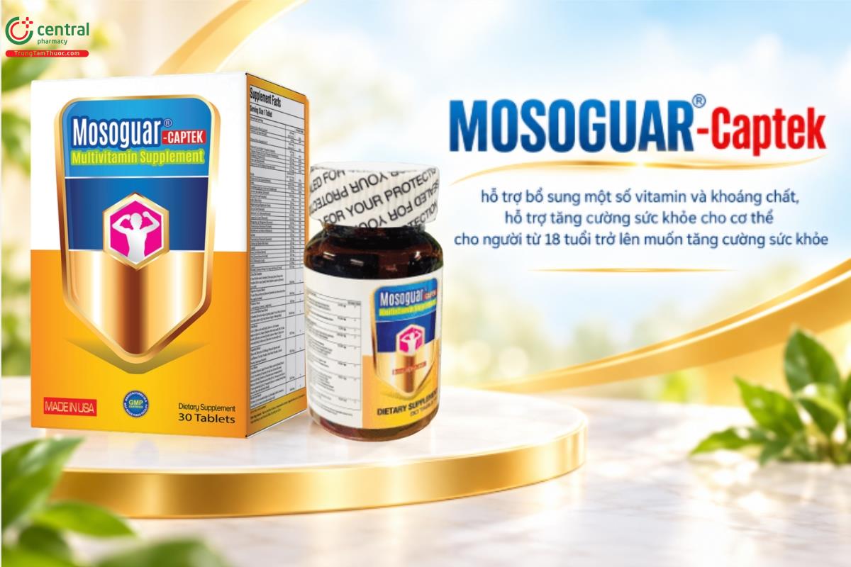 Viên uống MOSOGUAR-Captek hỗ trợ bổ sung một số vitamin và khoáng chất, hỗ trợ tăng cường sức khỏe cho cơ thể