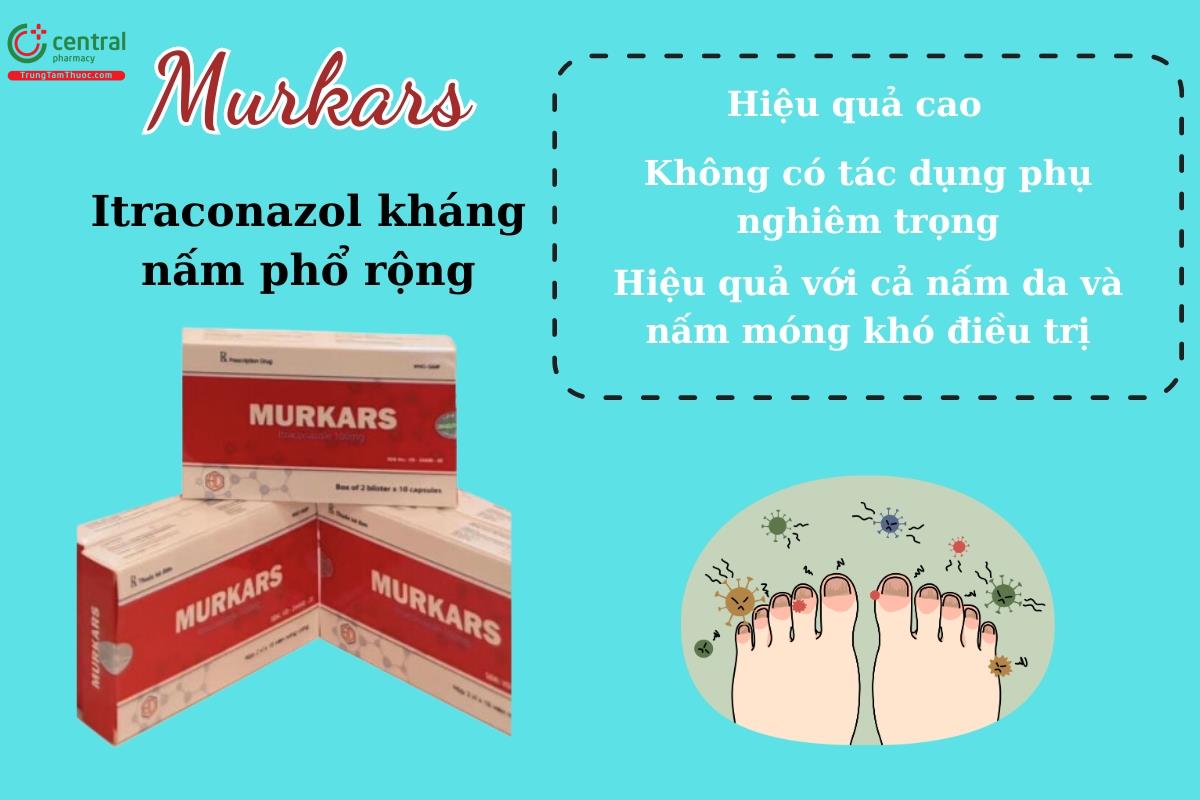 Thuốc Murkars - Điều trị nấm da do các chủng nhạy cảm với Itraconazol