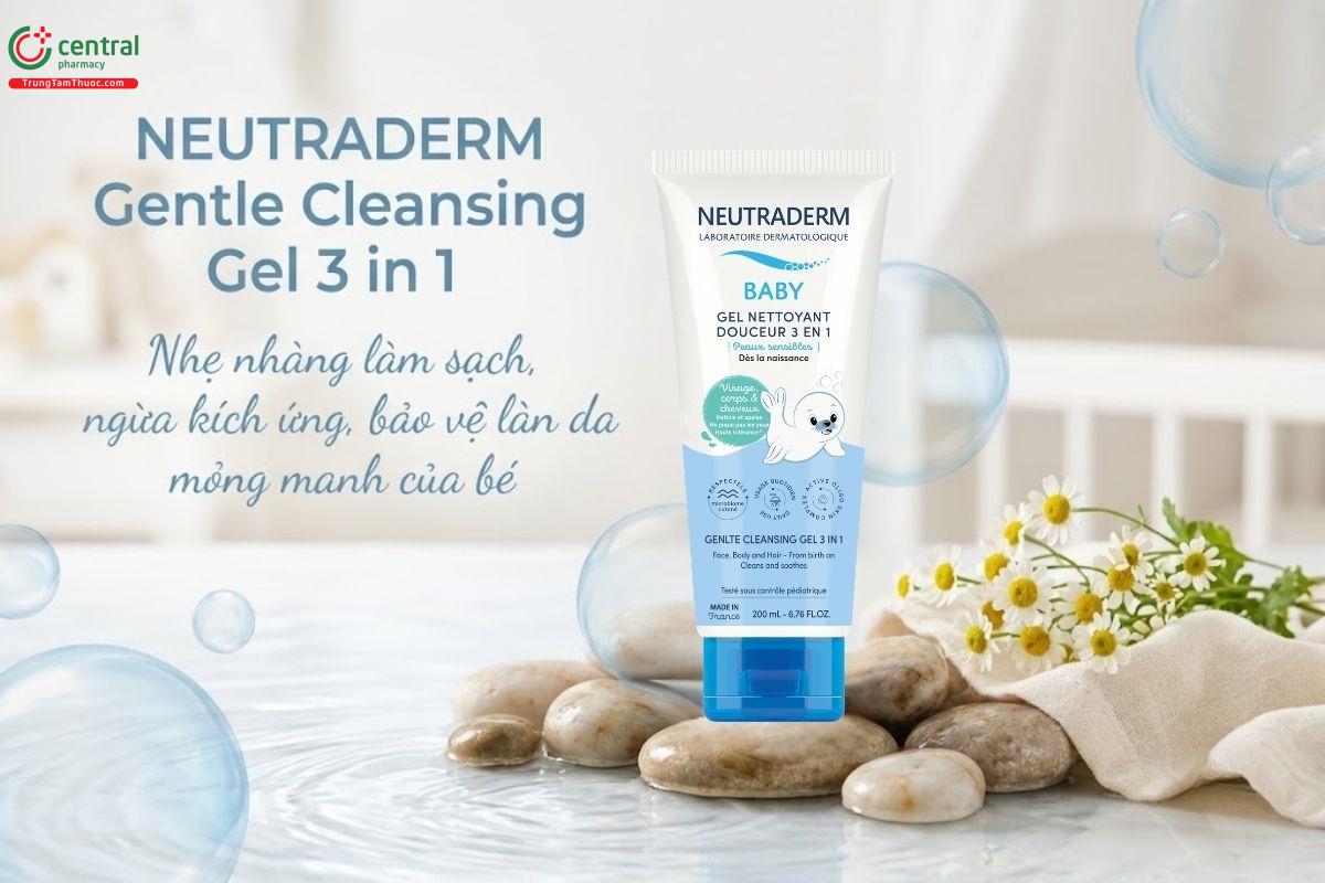 NEUTRADERM Gentle Cleansing Gel 3 in 1 làm sạch da và tóc nhẹ nhàng