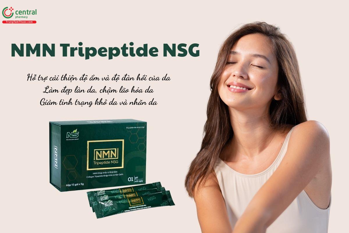 NMN Tripeptide NSG hỗ trợ cải thiện độ ẩm và độ đàn hồi của da, làm đẹp da, chậm lão hóa da