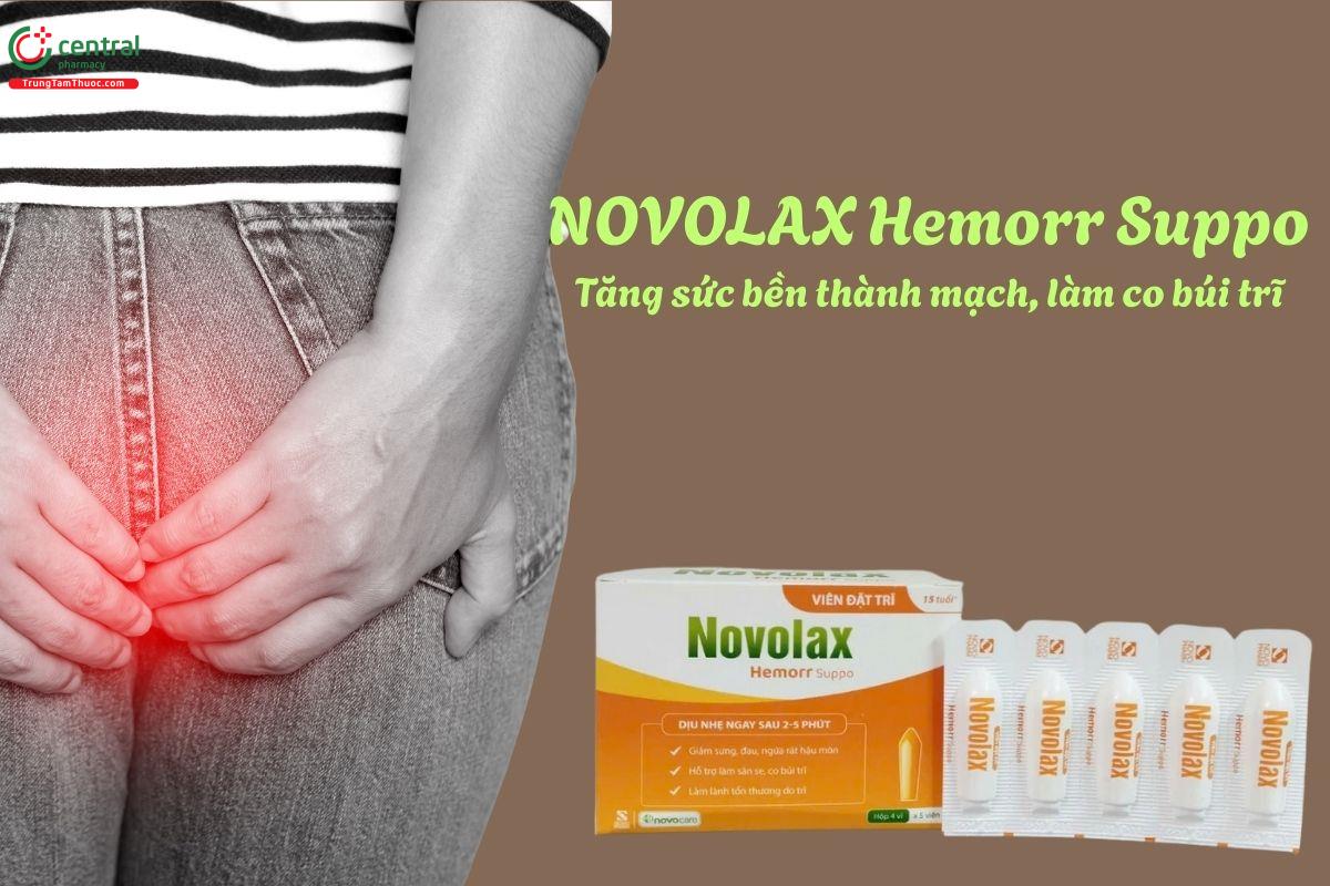 Viên đặt Novolax Hemorr Suppo - Tăng sức bền thành mạch, làm co búi trĩ