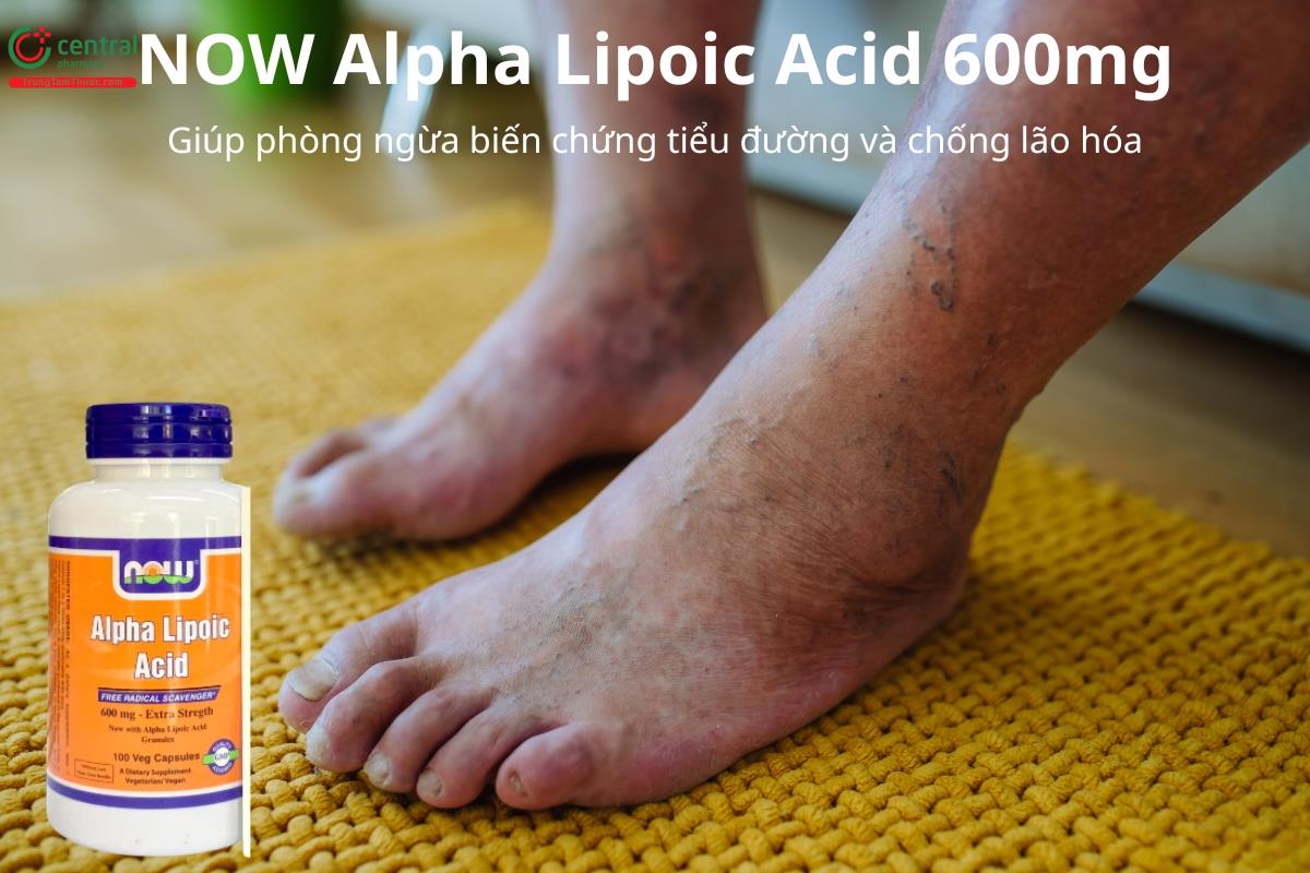 NOW Alpha Lipoic Acid 600mg hỗ trợ phòng ngừa biến chứng tiểu đường