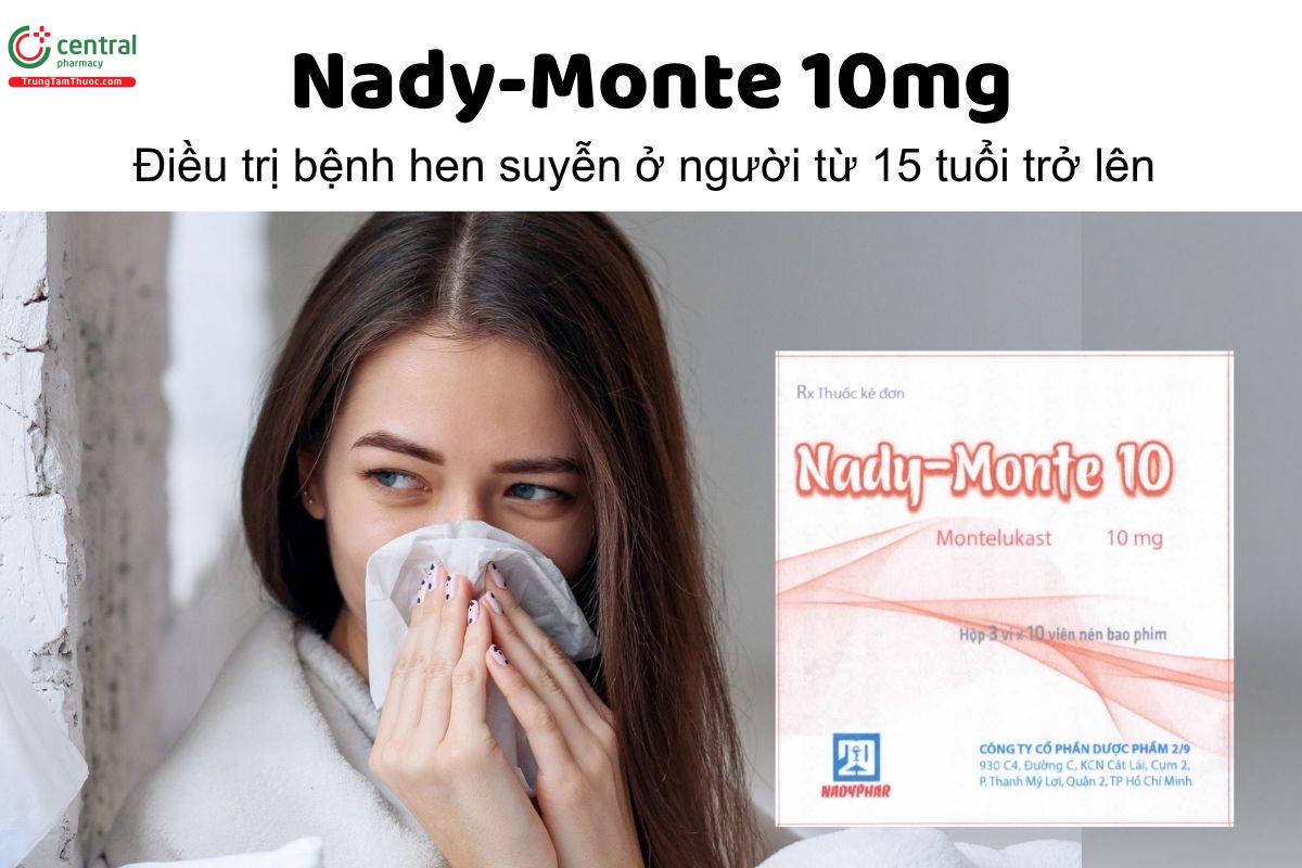 Thuốc Nady-Monte 10mg - Điều trị bệnh hen suyễn ở người từ 15 tuổi trở lên 