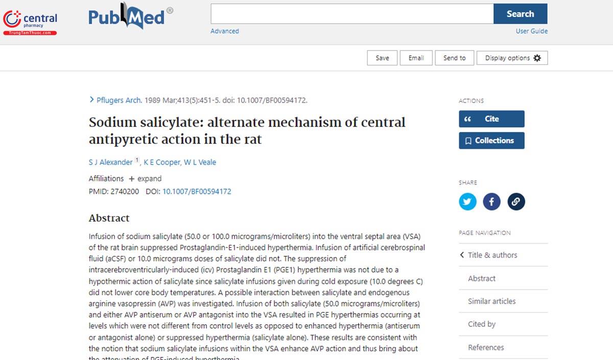 Nghiên cứu về Natri Salicylate