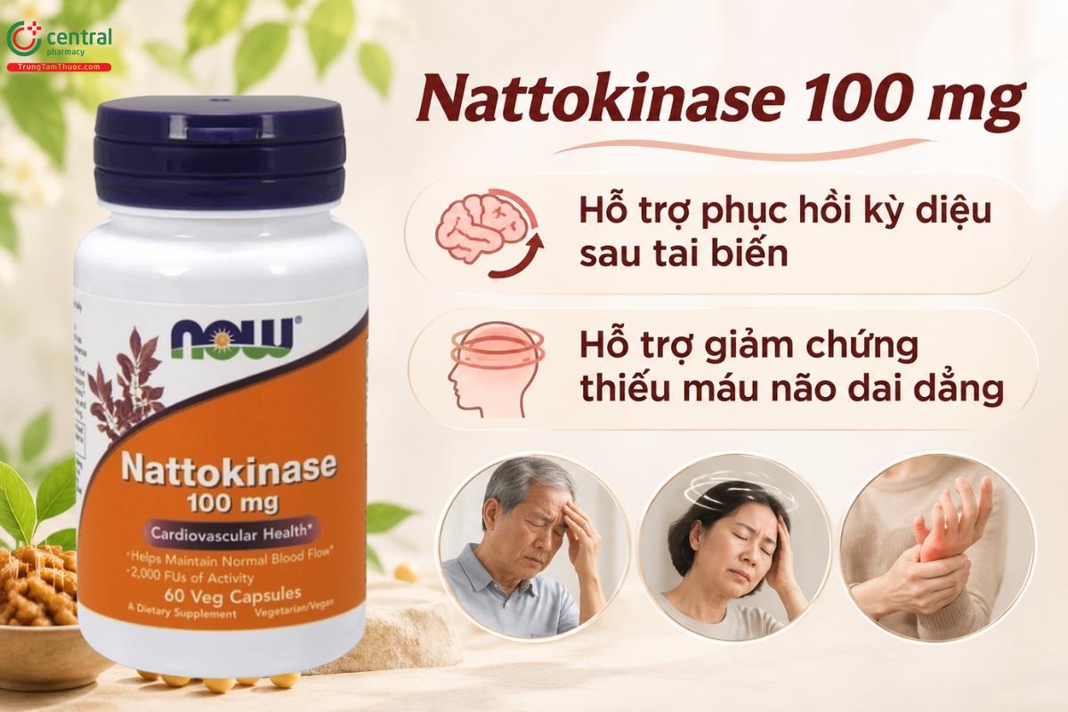 Nattokinase 100 mg hỗ trợ phục hồi kỳ diệu sau tai biến, hỗ trở giảm chứng thiếu máu não dai dẳng