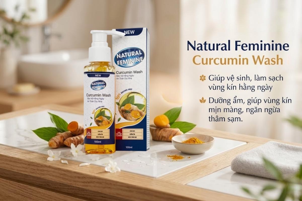 Dung dịch vệ sinh phụ nữ Natural Feminine Curcumin Wash vệ sinh vùng kín
