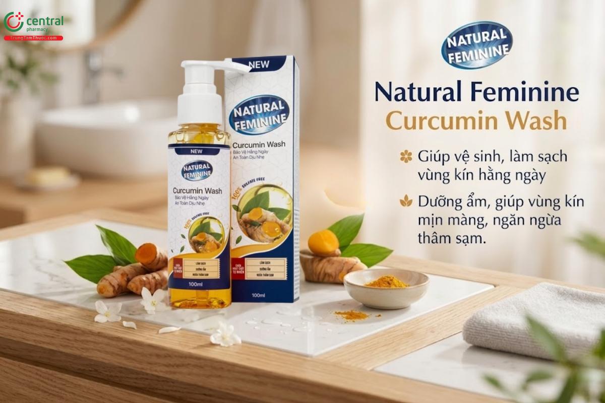 Dung dịch vệ sinh phụ nữ Natural Feminine Curcumin Wash vệ sinh vùng kín