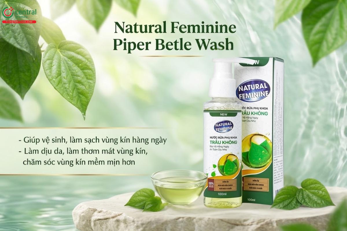 Dung dịch vệ sinh phụ nữ Trầu Không Natural Feminine chăm sóc vùng kín