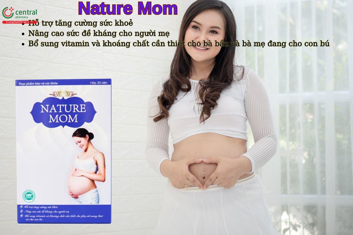Viên uống Nature Mom giúp bổ sung vitamin và khoáng chất cần thiết cho bà bầu, bà mẹ đang cho con bú