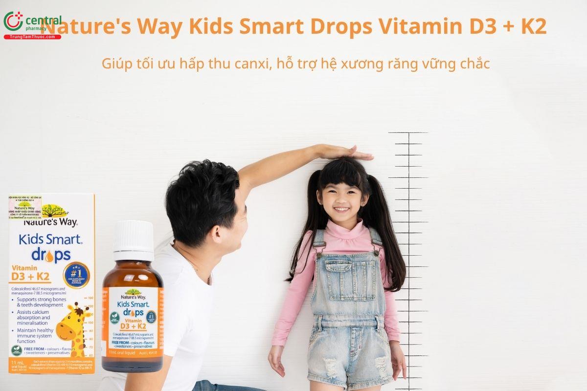 Nature's Way Kids Smart Drops Vitamin D3+K2 tăng hấp thu canxi, cho xương chắc khoẻ