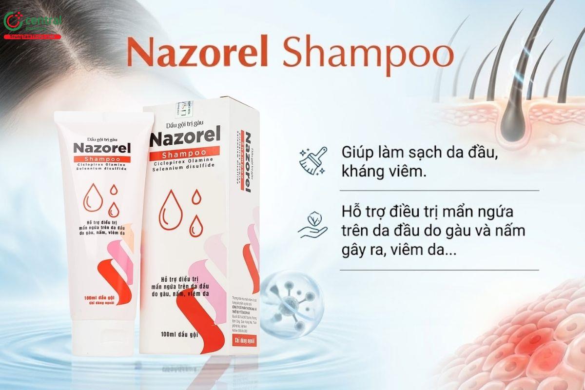 Dầu gội trị gàu Nazorel hỗ trợ điều trị tình trạng mẩn ngứa do gàu, nấm