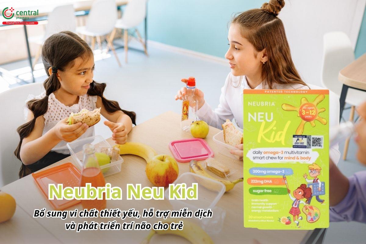Neubria Neu Kid bổ sung vi chất thiết yếu, hỗ trợ miễn dịch và phát triển trí não cho trẻ