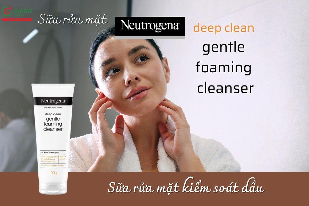 Sữa rửa mặt Neutrogena Deep Clean Gentle Foaming Cleanser giúp kiểm soát dầu, loại bỏ hiệu quả bụi bẩn, dầu thừa và tế bào chết, đồng thời duy trì sự cân bằng dầu trên da.