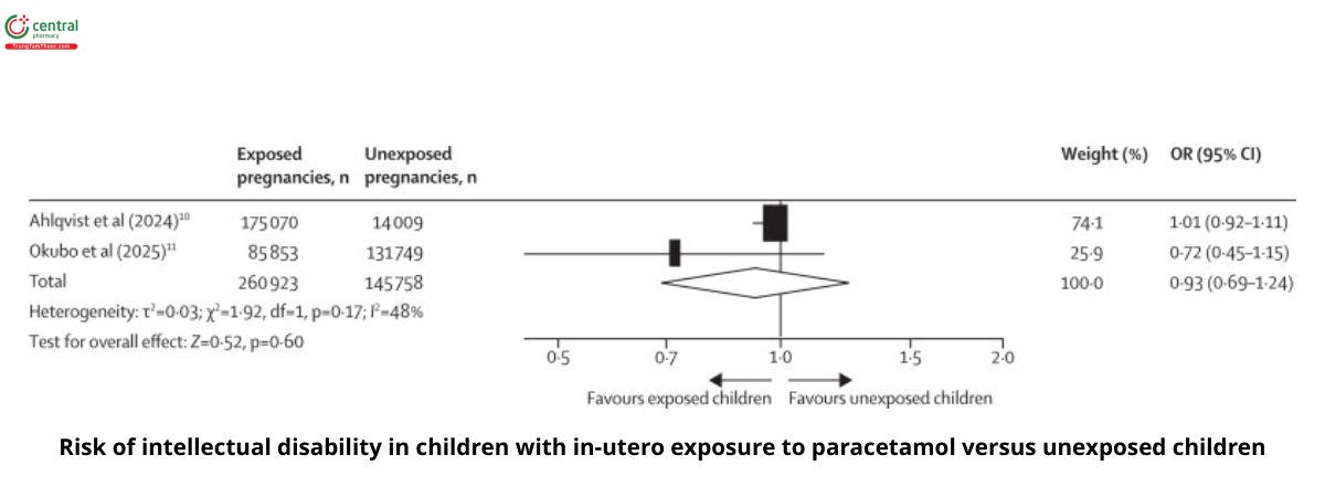 Nghiên cứu về việc sử dụng paracetamol trong thai kỳ và nguy cơ thiểu năng trí tuệ ở trẻ