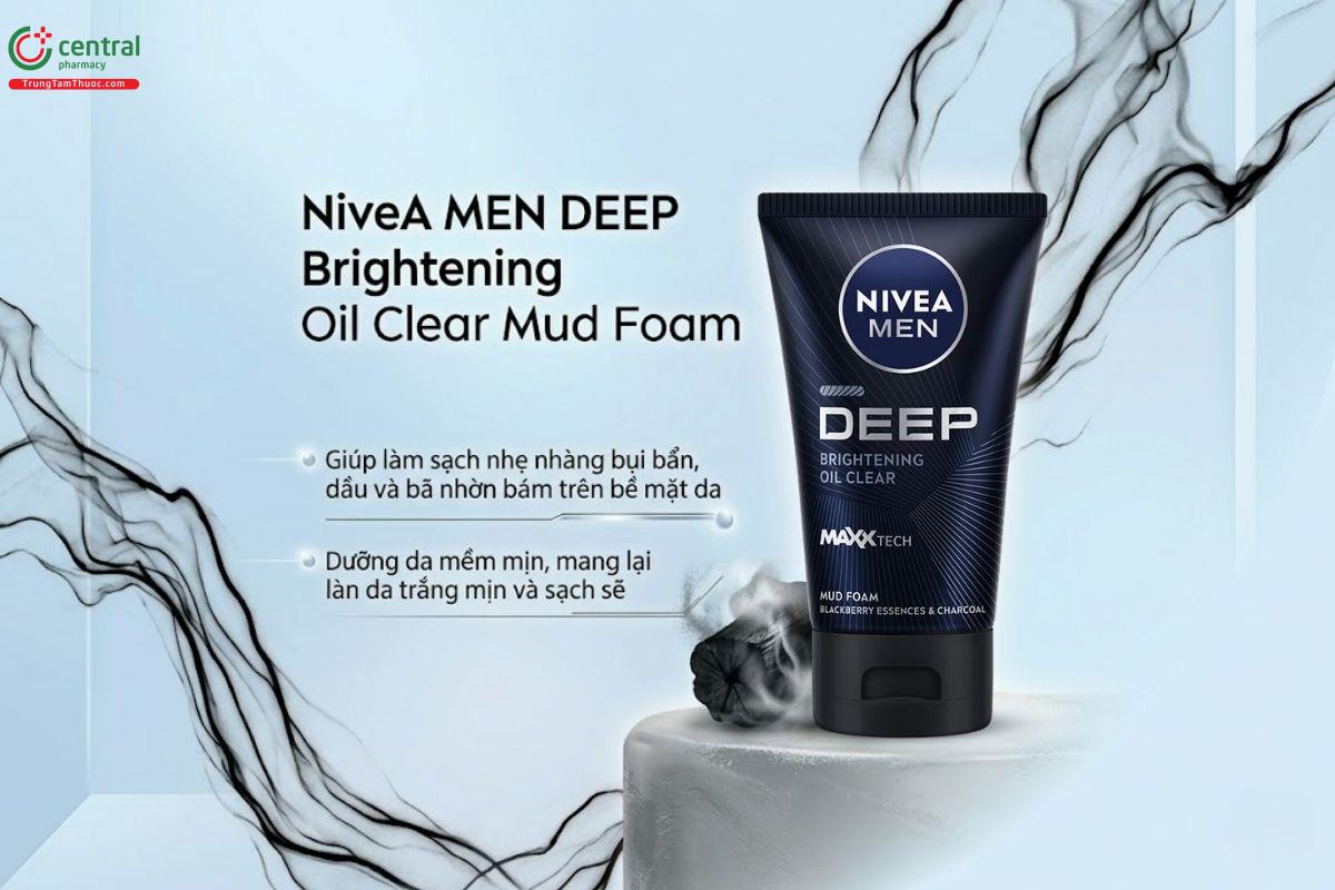 Sữa rửa mặt Nivea Men Deep Brightening Oil Clear Mud Foam làm sạch sâu