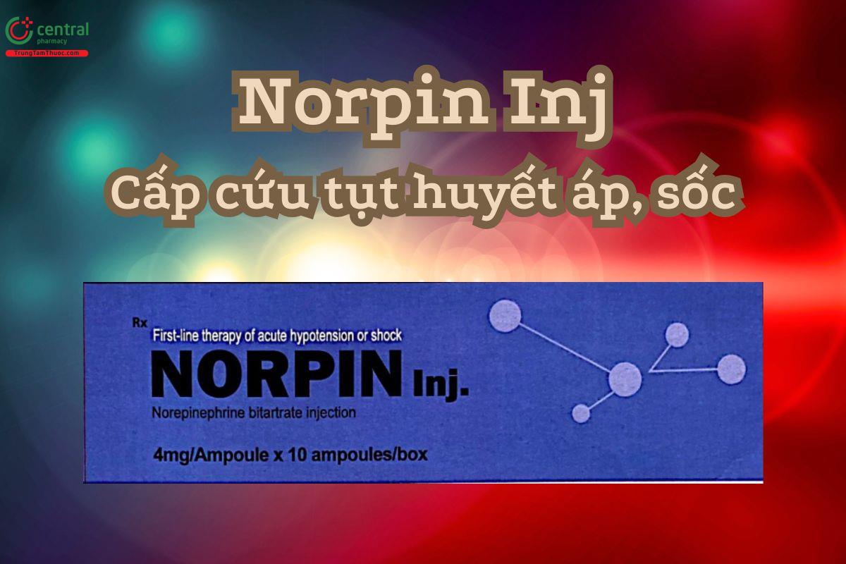 Thuốc Norpin Inj dung dịch tiêm cấp cứu tụt huyết áp, sốc