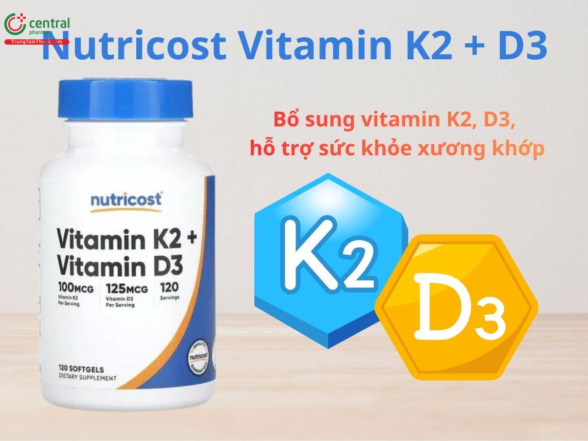 Nutricos Vitamin K2 + D3 hỗ trợ tăng cường sức khỏe xương khớp