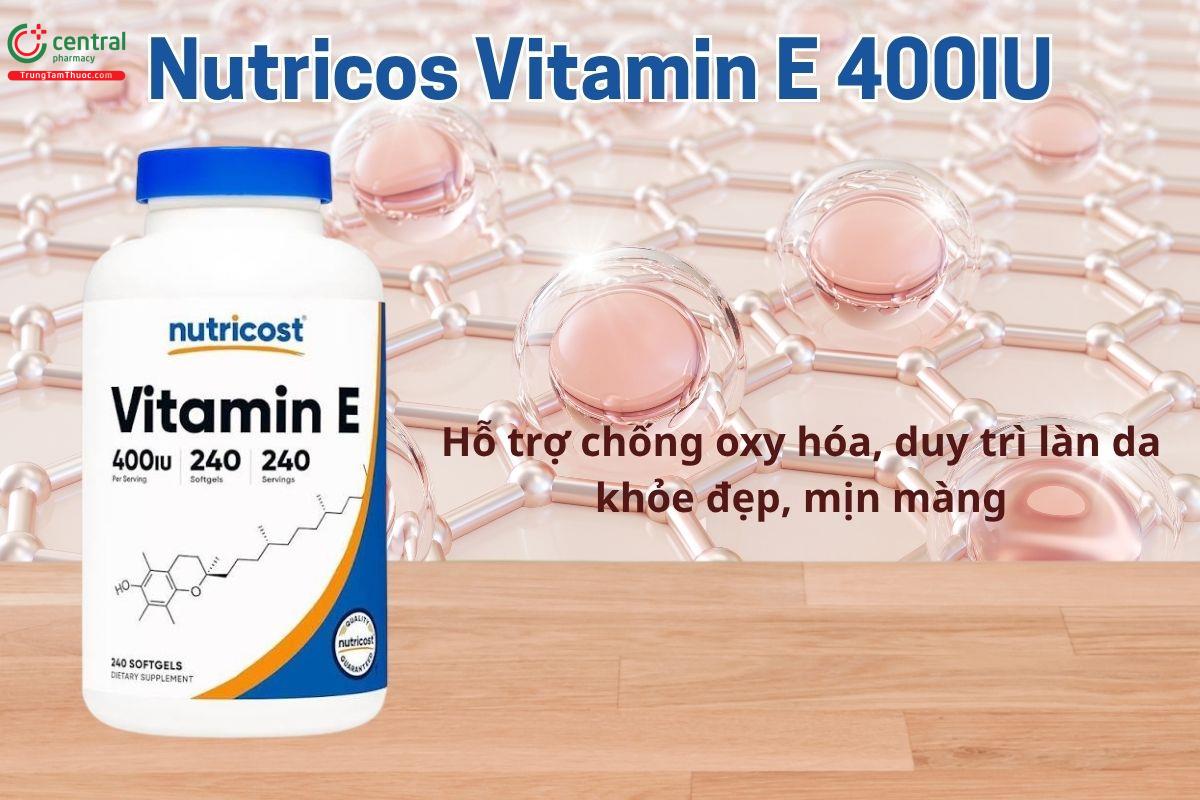 Nutricost Vitamin E 400 IU hỗ trợ chống oxy hóa, bảo vệ tế bào