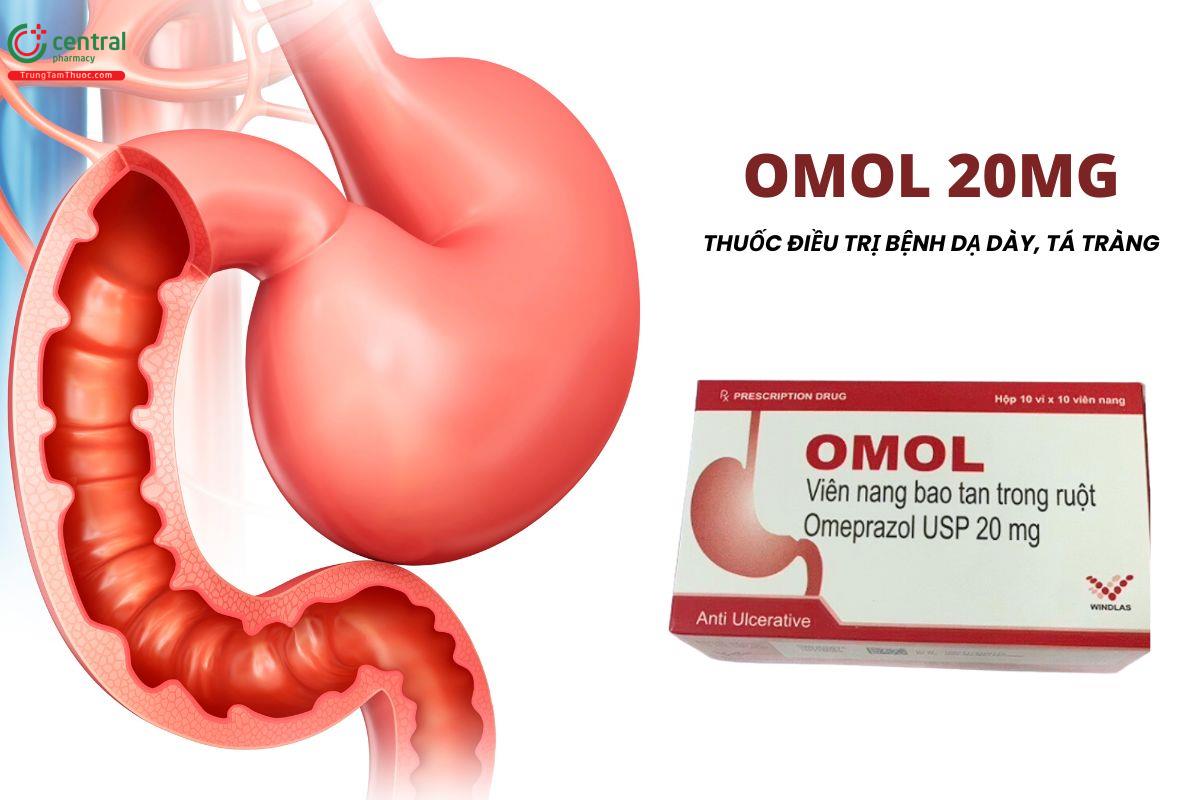 Thuốc Omol 20mg điều trị viêm thực quản, viêm loét dạ dày - tá tràng