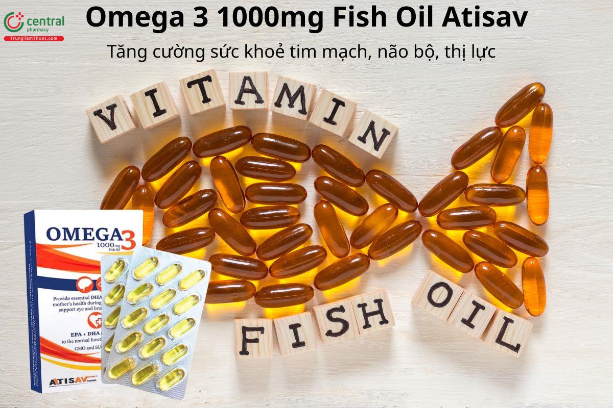 Omega 3 1000mg Fish Oil Atisav hỗ trợ tăng cường sức khoẻ tim mạch, não bộ, thị lực