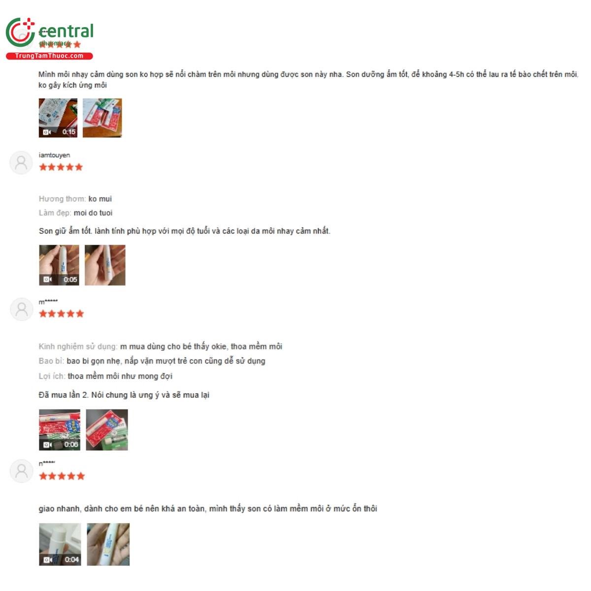 Một số đánh giá của khách hàng về sản phẩm Son dưỡng Omi Menturm Nhật Bản