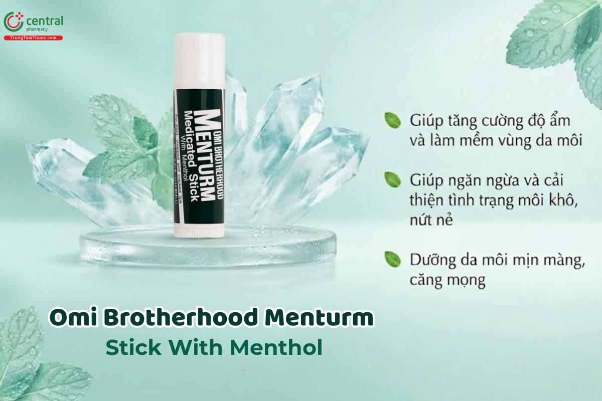 Omi Brotherhood Menturm Stick With Menthol dưỡng ẩm, cải thiện môi khô