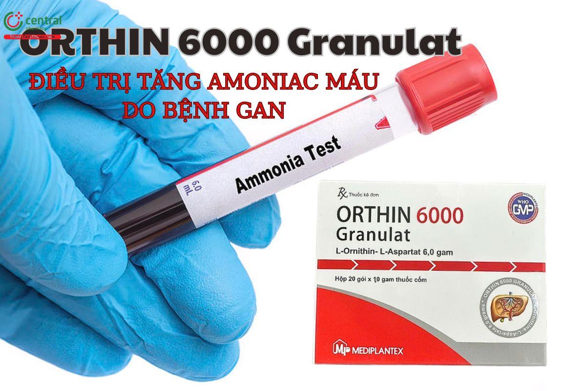 Thuốc Cốm pha hỗn dịch Orthin 6000 Granulat điều trị tăng amoniac do bệnh gan