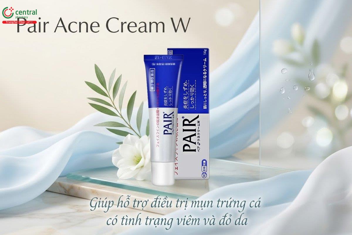 Kem trị mụn Pair Acne Cream W của Nhật hỗ trợ cải thiện mụn trứng cá