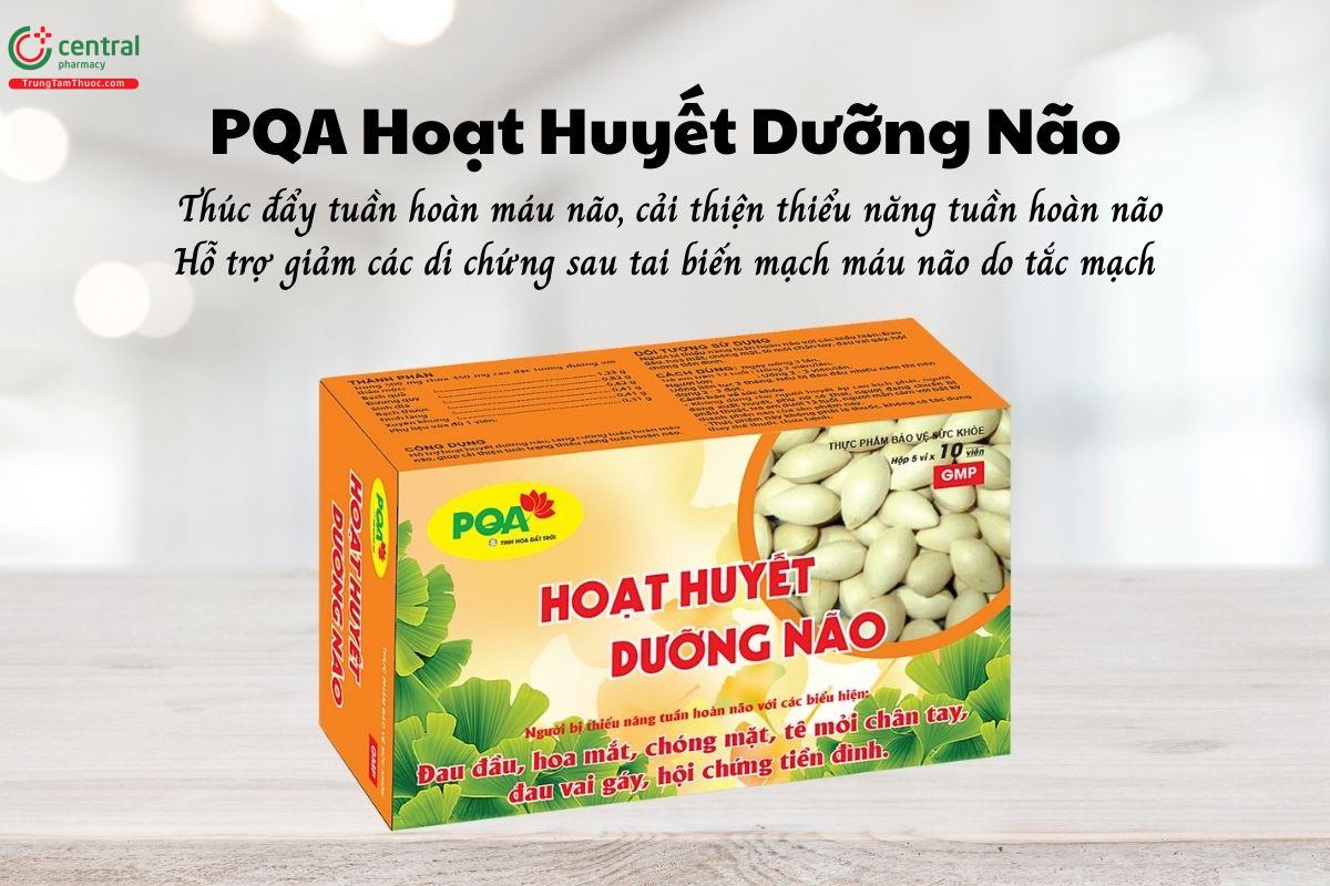 PQA Hoạt Huyết Dưỡng Não thúc đẩy tuần hoàn máu lên não, cải thiện thiểu năng tuần hoàn não, hỗ trợ giảm các di chứng sau tai biến mạch máu não do tắc mạch